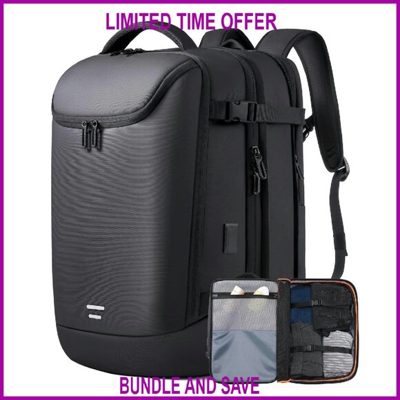 Expandable 50L Travel Backpack with USB Port & Laptop Compartment